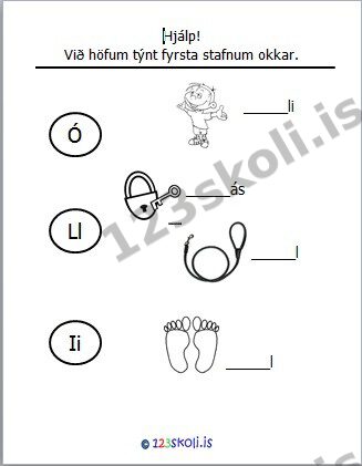Forskoðunarmynd fyrir 1.  Ó – L – I – stafaverkefni