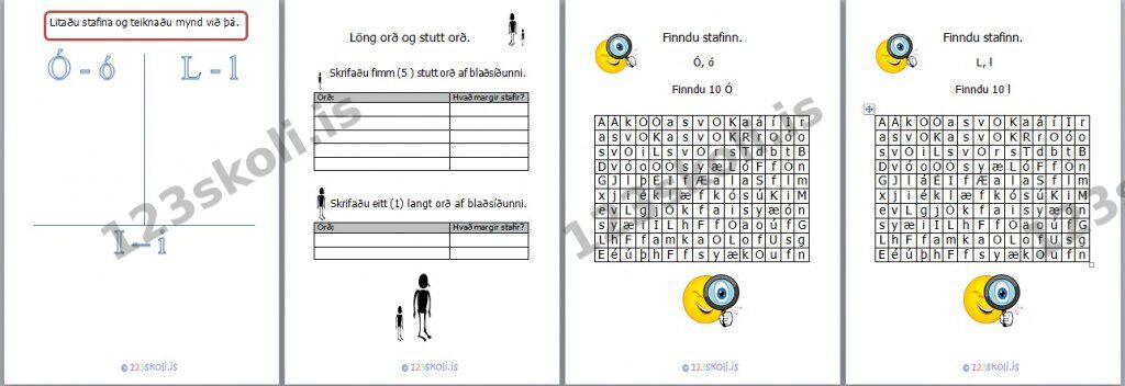 Forskoðunarmynd fyrir 1.  Ó – L – I – ýmis verkefni