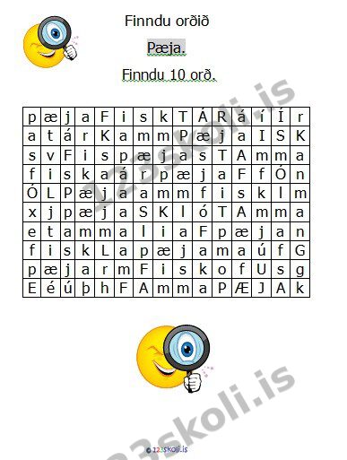 Forskoðunarmynd fyrir 11. P – Æ – J – ýmis verkefni