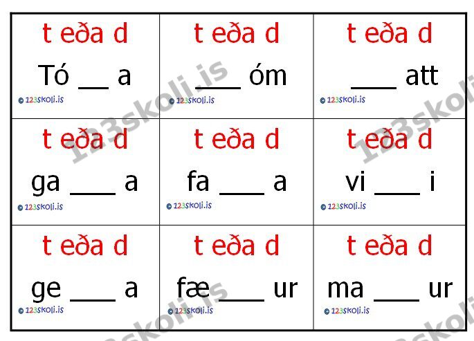 Forskoðunarmynd fyrir Stafsetning /  t eða d?