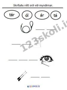 Forskoðunarmynd fyrir 2.  T – Á – R – orðaverkefni