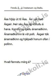 Forskoðunarmynd fyrir 2.  T – Á – R – stafaverkefni