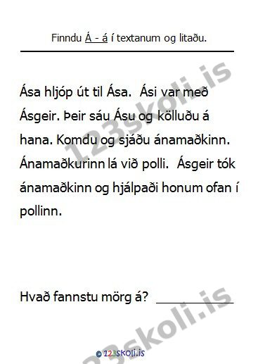 Forskoðunarmynd fyrir 2.  T – Á – R – stafaverkefni