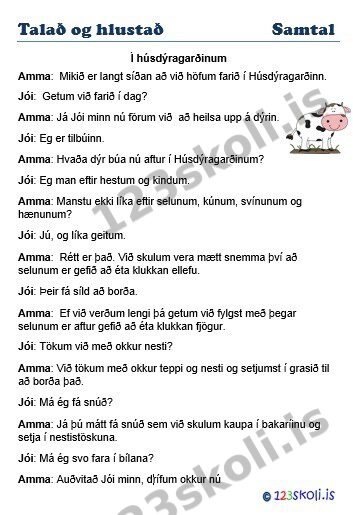 Forskoðunarmynd fyrir 2B/3B Samtal – Húsdýragarðurinn