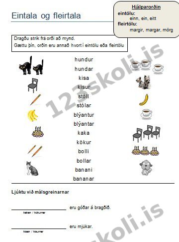 Forskoðunarmynd fyrir Eintala og fleirtala