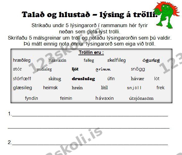 Forskoðunarmynd fyrir Lýstu trölli –  LÝSINGARORÐ