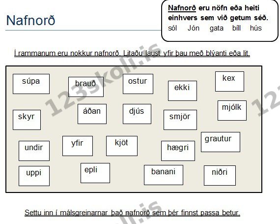 Forskoðunarmynd fyrir Nafnorð