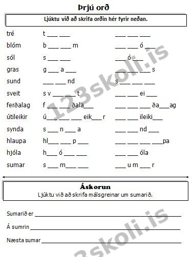 Forskoðunarmynd fyrir Sumarorða-orðaskjóða