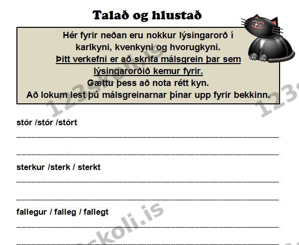 Forskoðunarmynd fyrir Lýsingarorð