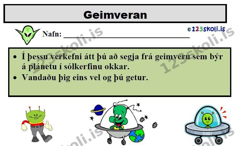 Forskoðunarmynd fyrir Geimveran mín og plánetan