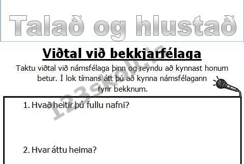 Forskoðunarmynd fyrir Viðtal við bekkjarfélaga