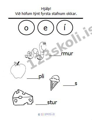 Forskoðunarmynd fyrir 5.  O – Í – E – stafaverkefni