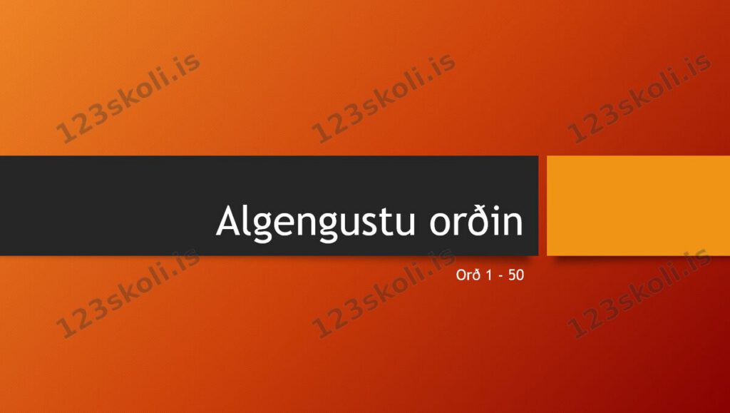 Forskoðunarmynd fyrir 100 algengustu orðin á rafglærum – Kórlestur
