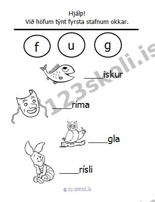 Forskoðunarmynd fyrir 6.  F – U – G – stafaverkefni