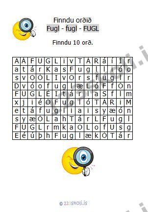Forskoðunarmynd fyrir 6.  F – U – G – ýmis verkefni