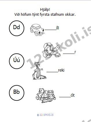 Forskoðunarmynd fyrir 7.  D – Ú – B – stafaverkefni