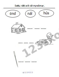 Forskoðunarmynd fyrir 8.  H – Ö – N – orðaverkefni