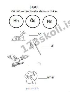 Forskoðunarmynd fyrir 8.  H – Ö – N – stafaverkefni