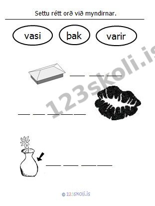 Forskoðunarmynd fyrir 9. Þ – V – orðaverkefni