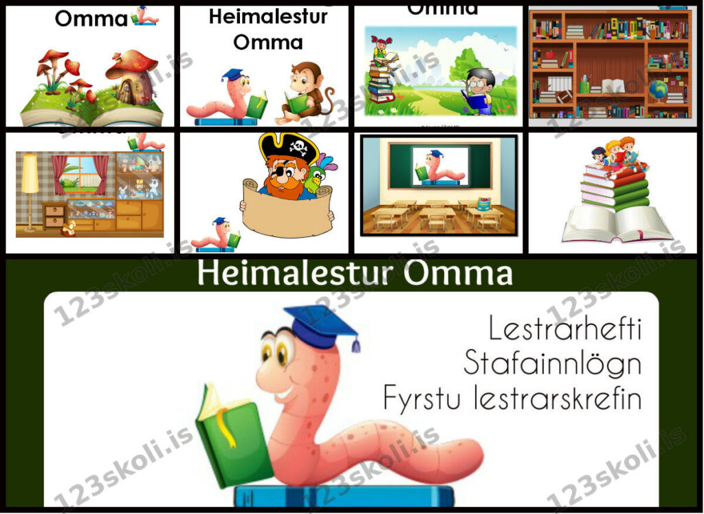 Forskoðunarmynd fyrir ALLAR BÆKURNAR – Heimalestur Omma 1 – 12