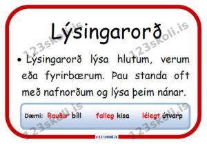 Forskoðunarmynd fyrir Amboð í málfræði – Lýsingarorð