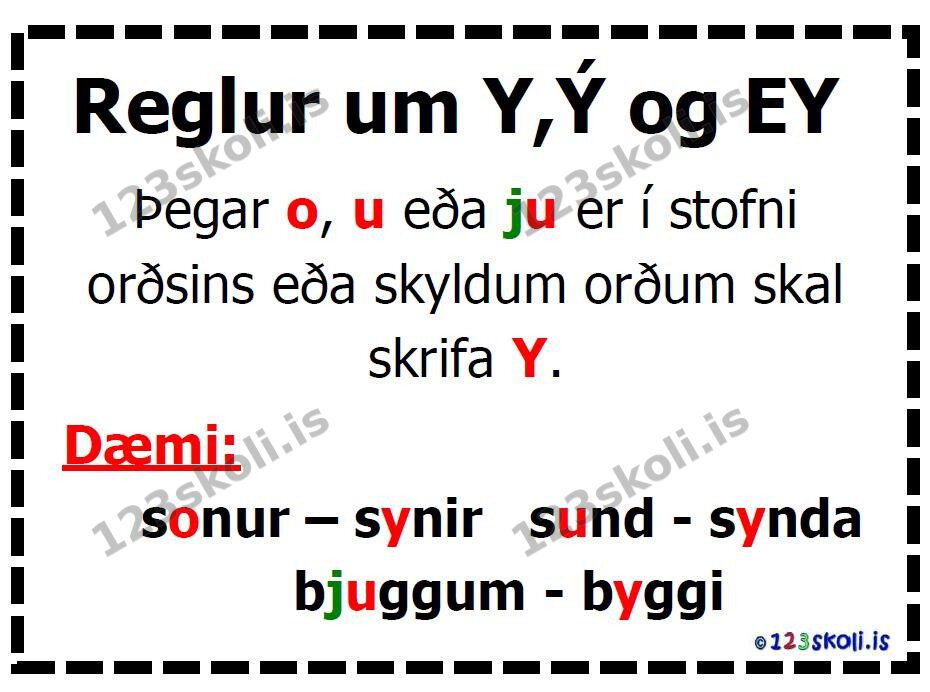 Forskoðunarmynd fyrir Reglur um Y, Ý og EY