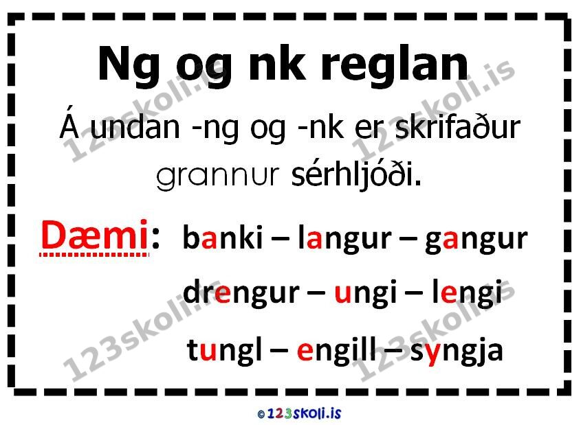 Forskoðunarmynd fyrir Ng og nk reglan