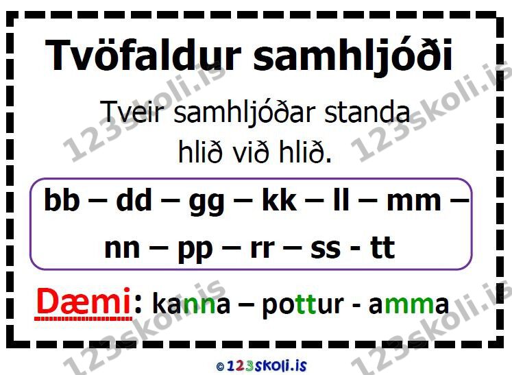 Forskoðunarmynd fyrir Reglur – Tvöfaldur samhljóði