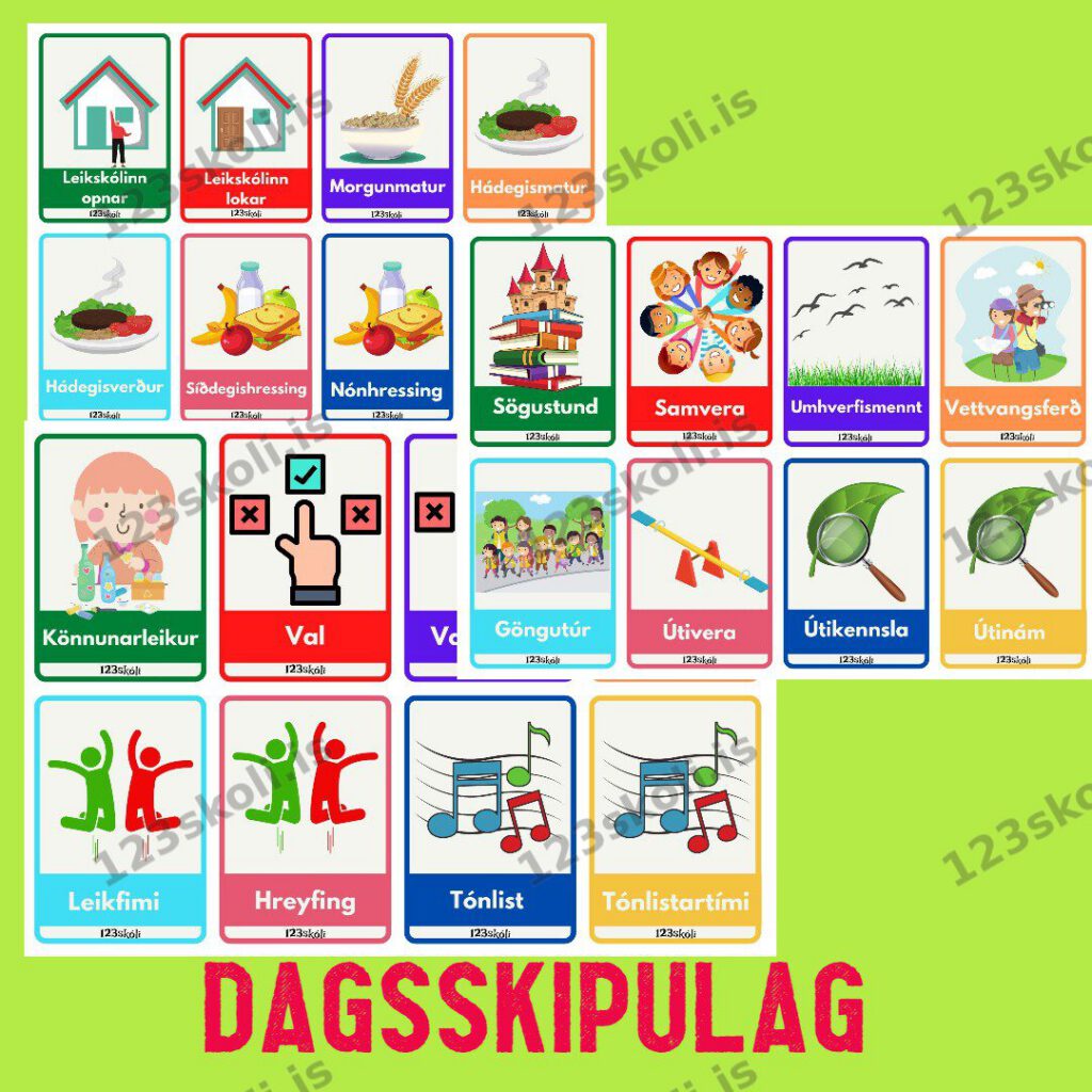 Forskoðunarmynd fyrir Dagsskipulag – Leifturspjöld / sjónrænt skipulag