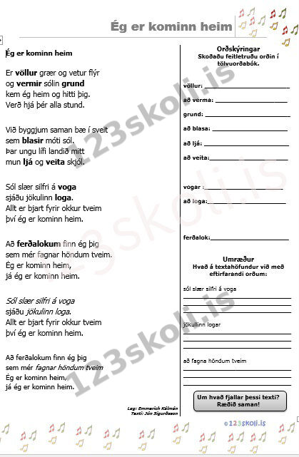 Forskoðunarmynd fyrir Ég er kominn heim – Textarýni