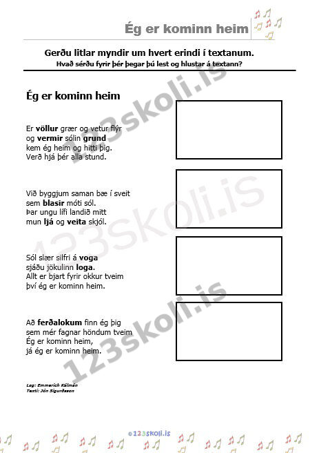 Forskoðunarmynd fyrir Ég er kominn heim – Textarýni með myndum