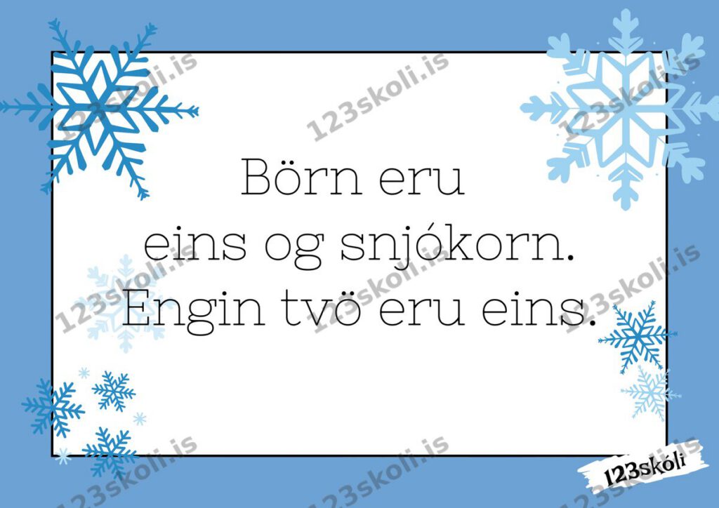 Forskoðunarmynd fyrir Börn eru eins og snjókorn – Vísdómsorð