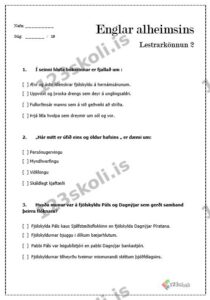 Forskoðunarmynd fyrir Englar alheimsins – Lestrarkönnun úr seinni hluta.