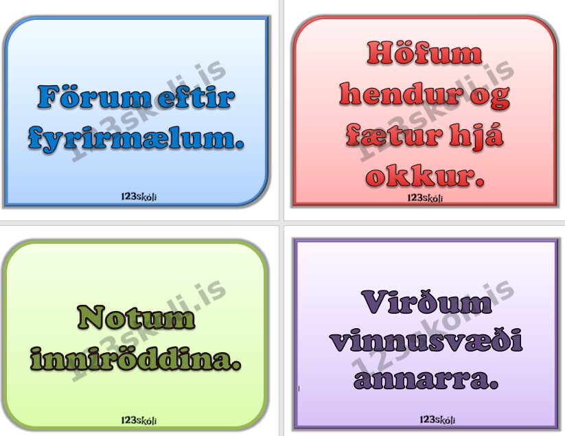 Forskoðunarmynd fyrir Fjórar grunnreglur í skólastofunni