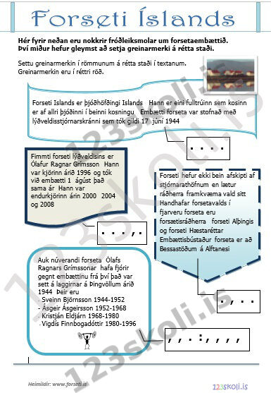 Forskoðunarmynd fyrir Forsetinn og greinarmerkin