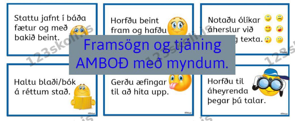 Forskoðunarmynd fyrir Framsögn og tjáning  – Amboð með myndum