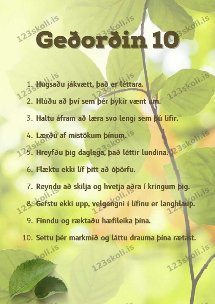 Forskoðunarmynd fyrir Geðorðin 10