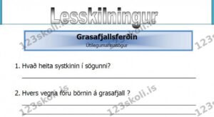 Forskoðunarmynd fyrir Grasafjallaferðin – Lesskilningsverkefni