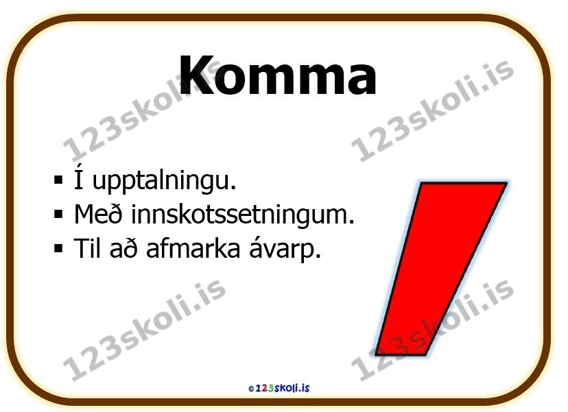 Forskoðunarmynd fyrir Greinarmerki – Komma