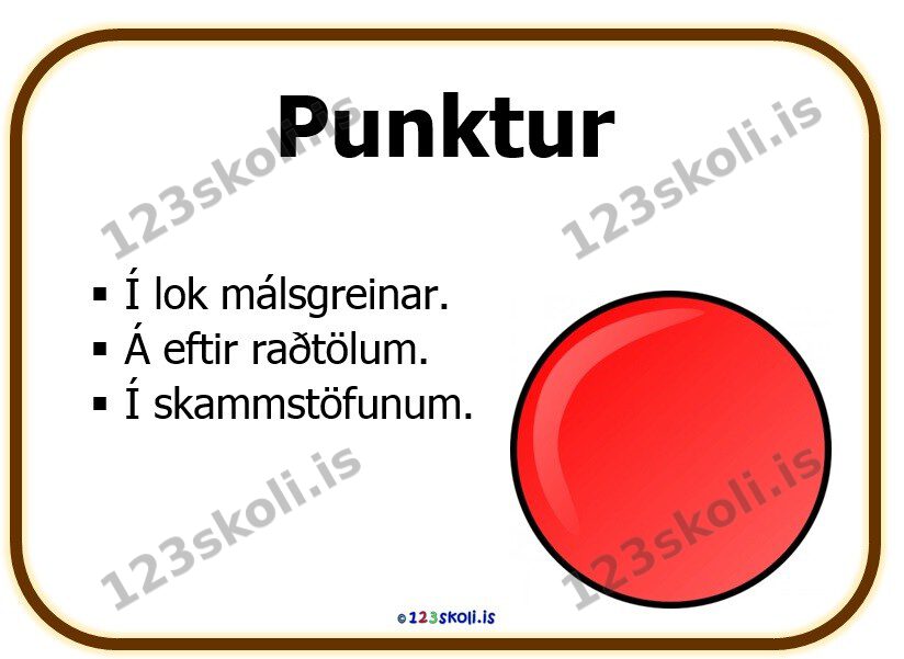 Forskoðunarmynd fyrir Greinarmerki – punktur