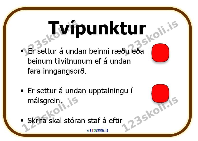 Forskoðunarmynd fyrir Greinarmerki – Tvípunktur