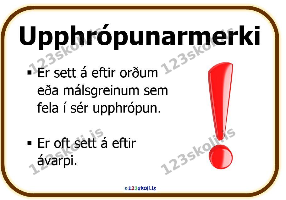 Forskoðunarmynd fyrir Greinarmerki – Upphrópunarmerki