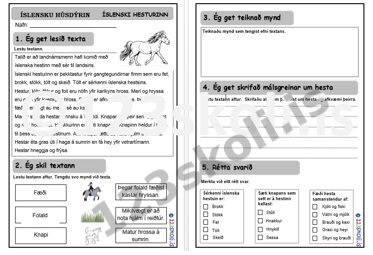 Forskoðunarmynd fyrir Hestar – lesskilningur