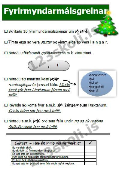 Forskoðunarmynd fyrir Jólalegar fyrirmyndarmálsgreinar