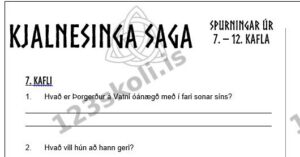 Forskoðunarmynd fyrir Kjalnesinga saga – Spurningar úr 7. – 12. kafla