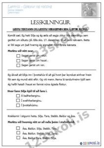 Forskoðunarmynd fyrir Lesskilningingsverkefni