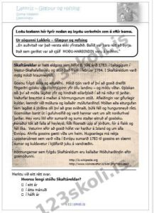 Forskoðunarmynd fyrir Lesskilningsverkefni – Móðuharðindin