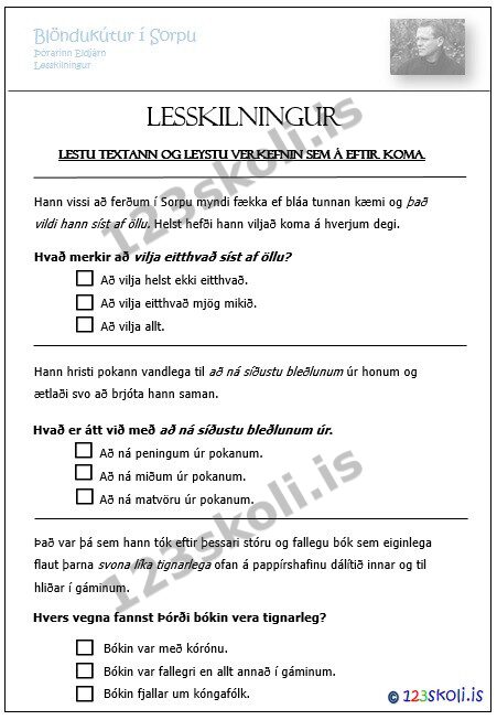 Forskoðunarmynd fyrir Lesskilningur
