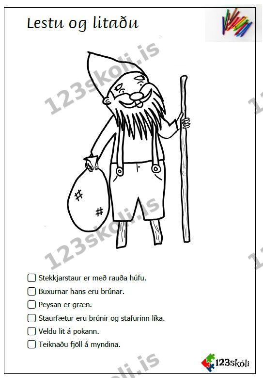 Forskoðunarmynd fyrir Lestu og litaðu –  Jólasveinar