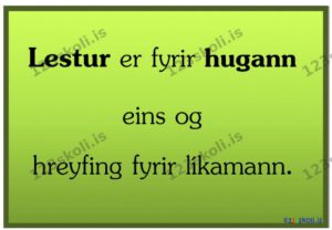Forskoðunarmynd fyrir Lestur er fyrir hugann eins og hreyfing fyrir líkamann.